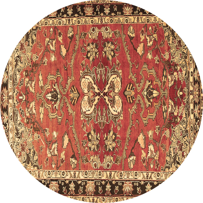 Round Persian Brown Traditional Rug, tr4001brn