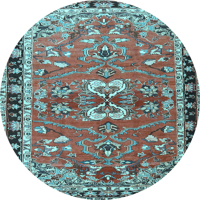 Round Machine Washable Persian Light Blue Traditional Rug, wshtr4001lblu
