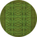 Square Persian Green Traditional Rug, tr4002grn