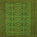 Round Machine Washable Persian Green Traditional Area Rugs, wshtr4002grn