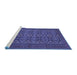 Sideview of Machine Washable Persian Blue Traditional Rug, wshtr4002blu