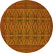 Round Machine Washable Persian Yellow Traditional Rug, wshtr4002yw