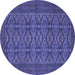 Round Machine Washable Persian Blue Traditional Rug, wshtr4002blu