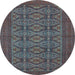 Round Persian Light Blue Traditional Rug, tr4002lblu