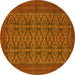 Round Persian Yellow Traditional Rug, tr4002yw