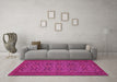 Machine Washable Persian Pink Traditional Rug in a Living Room, wshtr4002pnk