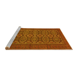 Sideview of Machine Washable Persian Yellow Traditional Rug, wshtr4002yw