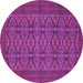 Round Machine Washable Persian Purple Traditional Area Rugs, wshtr4002pur