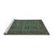 Sideview of Machine Washable Persian Turquoise Traditional Area Rugs, wshtr4002turq