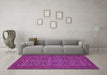 Machine Washable Persian Purple Traditional Area Rugs in a Living Room, wshtr4002pur