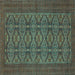 Square Machine Washable Persian Turquoise Traditional Area Rugs, wshtr4002turq