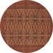 Round Persian Brown Traditional Rug, tr4002brn
