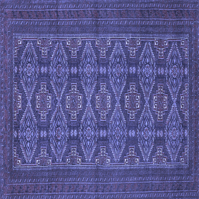 Square Machine Washable Persian Blue Traditional Rug, wshtr4002blu