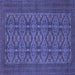 Square Machine Washable Persian Blue Traditional Rug, wshtr4002blu