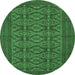 Round Persian Emerald Green Traditional Rug, tr4002emgrn