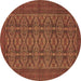 Round Machine Washable Persian Brown Traditional Rug, wshtr4002brn