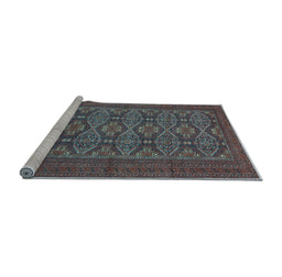 Sideview of Machine Washable Persian Light Blue Traditional Rug, wshtr4002lblu
