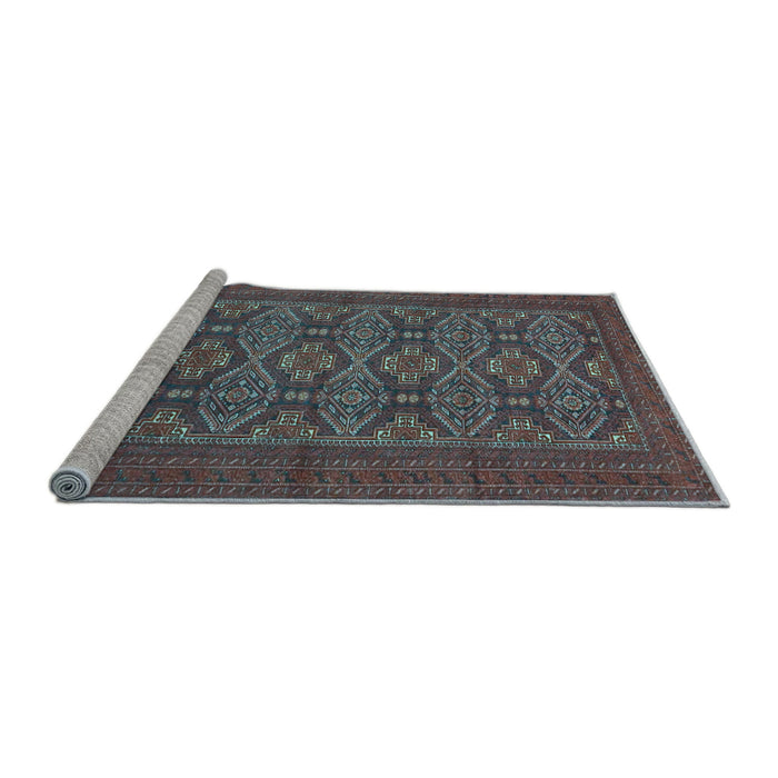 Sideview of Machine Washable Persian Light Blue Traditional Rug, wshtr4002lblu