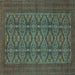 Square Persian Turquoise Traditional Rug, tr4002turq
