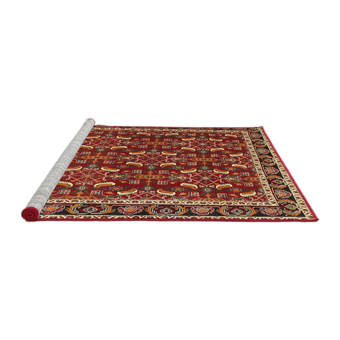 Sideview of Machine Washable Traditional Tomato Red Rug, wshtr4003