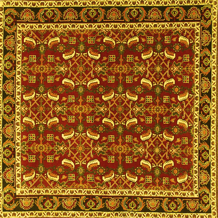 Square Machine Washable Persian Yellow Traditional Rug, wshtr4003yw