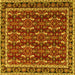 Square Machine Washable Persian Yellow Traditional Rug, wshtr4003yw