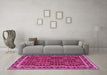 Machine Washable Persian Pink Traditional Rug in a Living Room, wshtr4003pnk