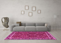 Machine Washable Persian Pink Traditional Rug, wshtr4003pnk