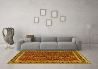 Machine Washable Persian Yellow Traditional Rug, wshtr4003yw