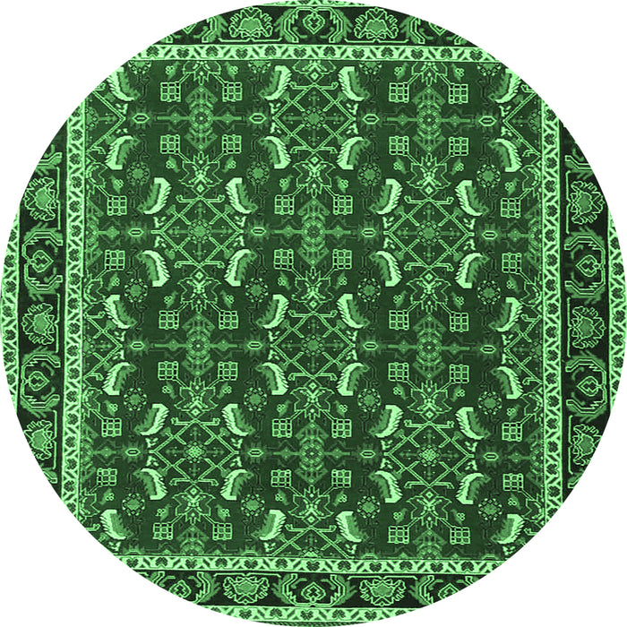 Round Persian Emerald Green Traditional Rug, tr4003emgrn