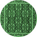 Round Persian Emerald Green Traditional Rug, tr4003emgrn