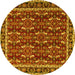 Round Machine Washable Persian Yellow Traditional Rug, wshtr4003yw