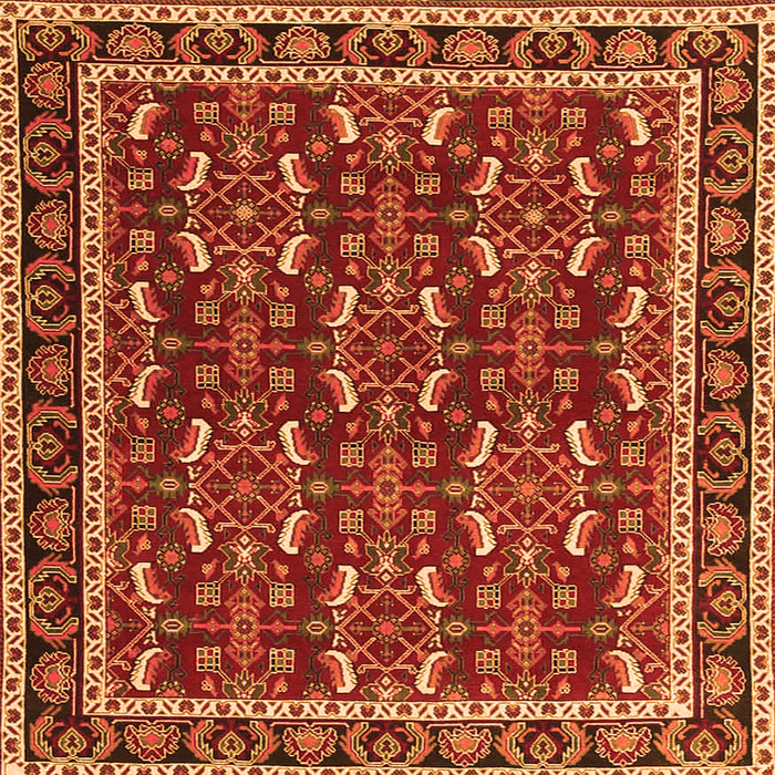 Round Machine Washable Persian Orange Traditional Area Rugs, wshtr4003org