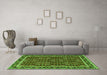 Machine Washable Persian Green Traditional Area Rugs in a Living Room,, wshtr4003grn