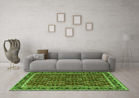 Machine Washable Persian Green Traditional Rug, wshtr4003grn