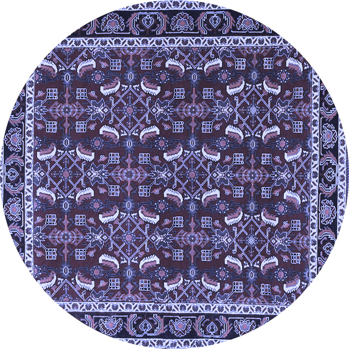 Round Machine Washable Persian Blue Traditional Rug, wshtr4003blu