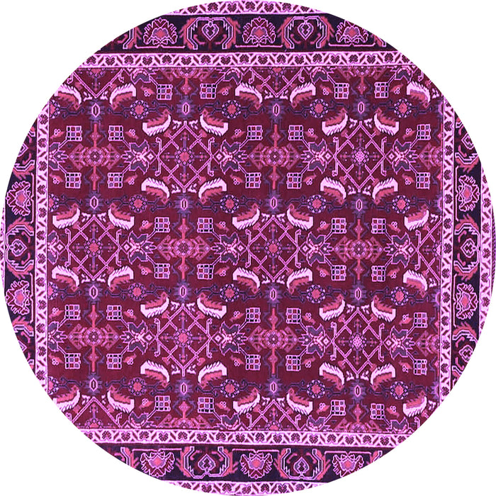Round Machine Washable Persian Purple Traditional Area Rugs, wshtr4003pur