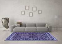 Machine Washable Persian Blue Traditional Rug, wshtr4003blu