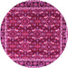 Round Machine Washable Persian Pink Traditional Rug, wshtr4003pnk