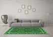 Machine Washable Persian Emerald Green Traditional Area Rugs in a Living Room,, wshtr4003emgrn