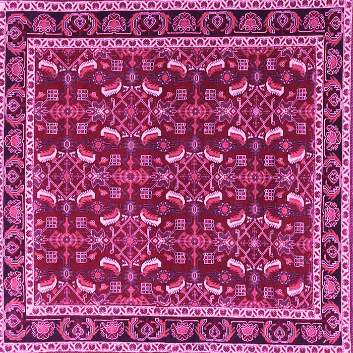 Square Machine Washable Persian Pink Traditional Rug, wshtr4003pnk