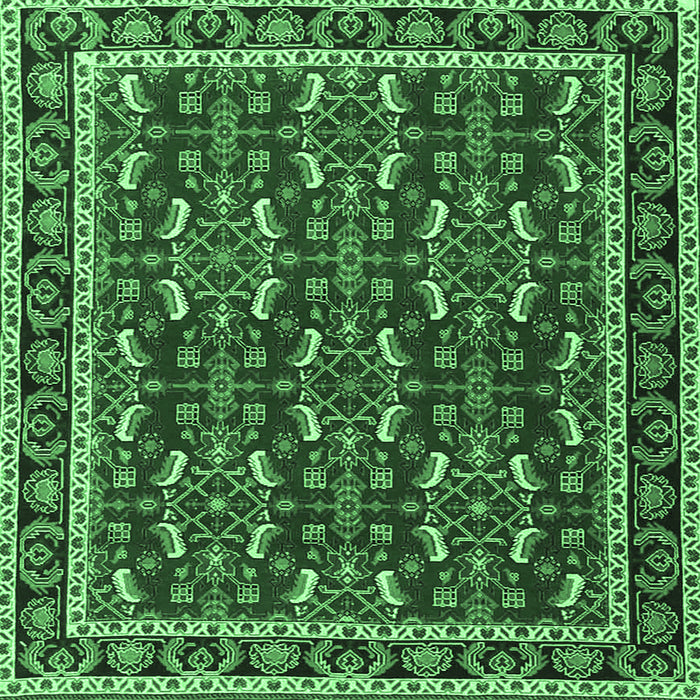 Square Machine Washable Persian Emerald Green Traditional Area Rugs, wshtr4003emgrn