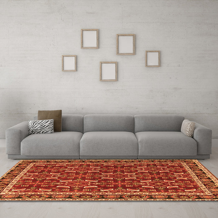 Machine Washable Persian Orange Traditional Area Rugs in a Living Room, wshtr4003org