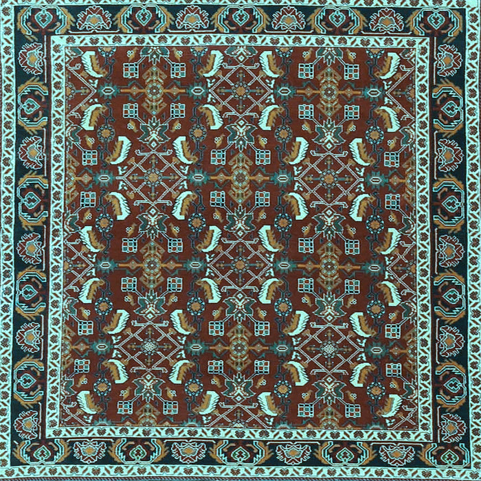 Square Machine Washable Persian Light Blue Traditional Rug, wshtr4003lblu