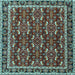 Square Machine Washable Persian Light Blue Traditional Rug, wshtr4003lblu