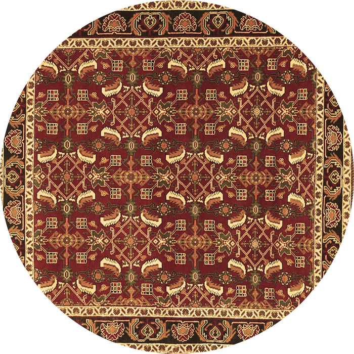 Round Machine Washable Persian Brown Traditional Rug, wshtr4003brn