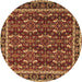 Round Machine Washable Persian Brown Traditional Rug, wshtr4003brn