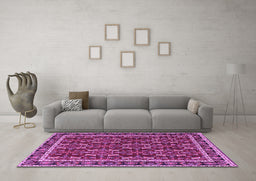 Machine Washable Persian Purple Traditional Area Rugs in a Living Room, wshtr4003pur
