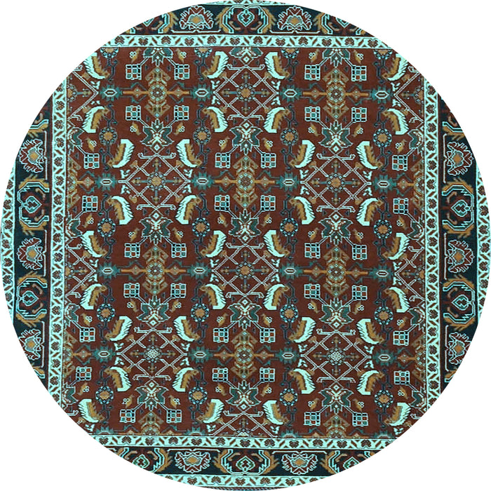 Round Machine Washable Persian Light Blue Traditional Rug, wshtr4003lblu