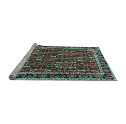 Sideview of Machine Washable Persian Light Blue Traditional Rug, wshtr4003lblu